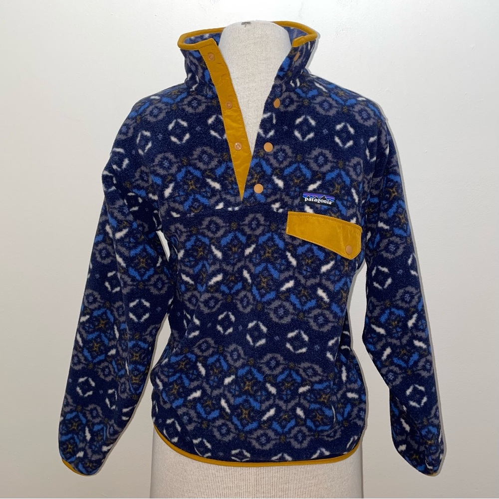 Patagonia Synchilla fleece Snap T Pullover blue Tundra Cluster half zip size XS